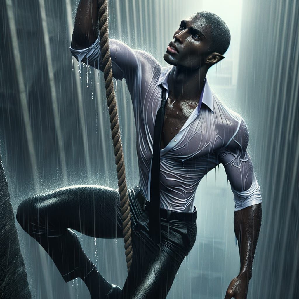 Athletic Vampire in Rain Soaked Gothic Scene