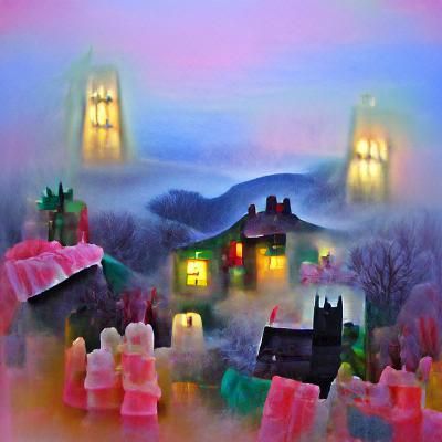 Pastel Gothic Christmas Village on Misty Mountain