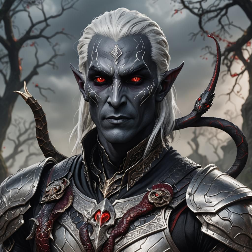 Dark Elf Warrior in Silver Armor