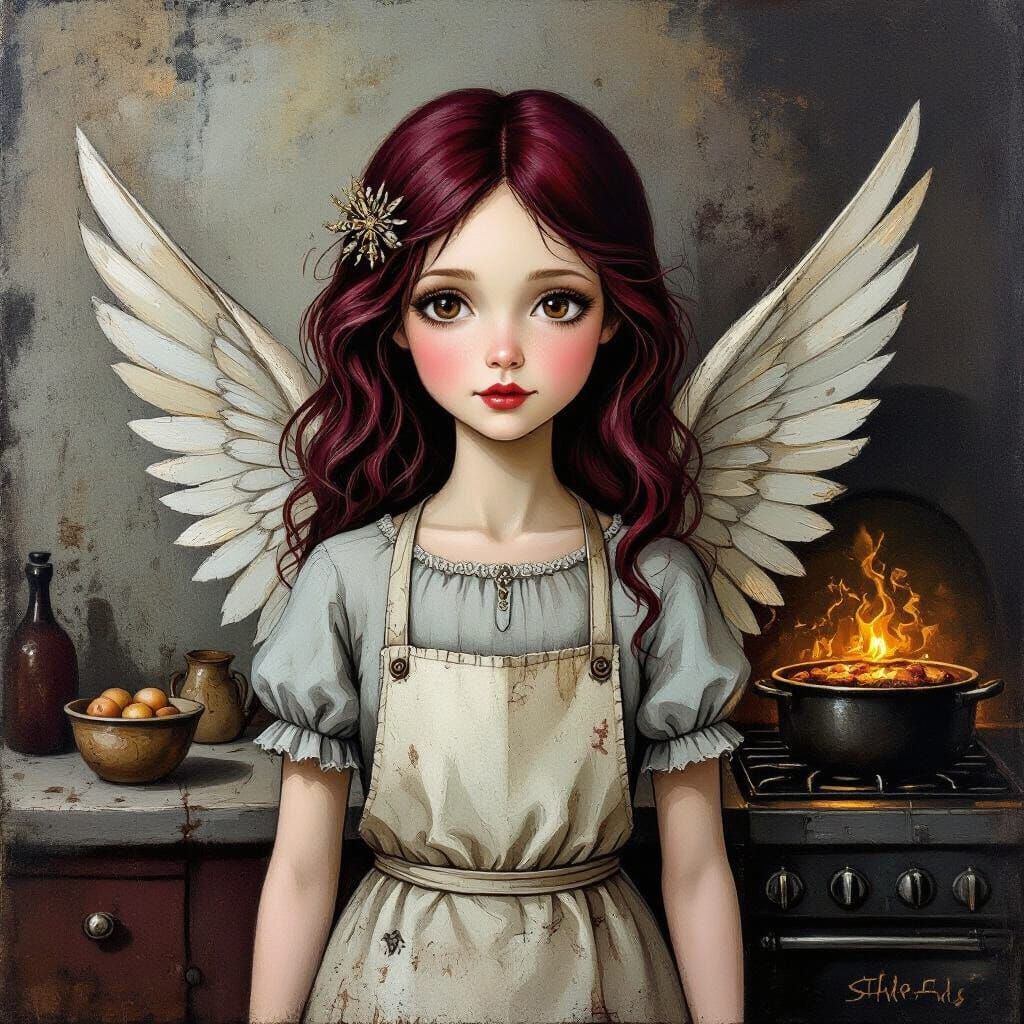 Fairytale Kitchen Angel Art Brut Grunge Style