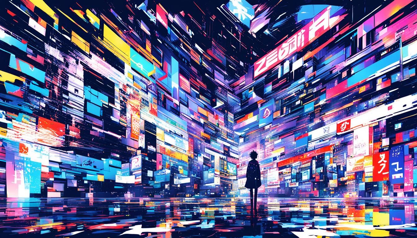 Vibrant Glitch Art Inspired by Anime