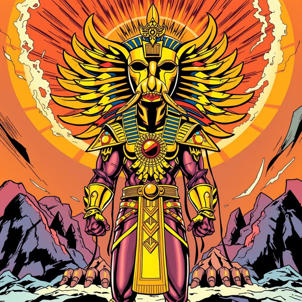 Golden Sun Knight Reveres Ancient Egyptian God Ra in Cosmic ...