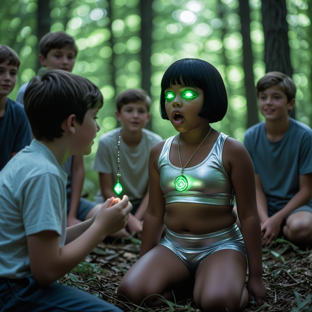 Hypnotized Girl in Forest: A Cinematic Still