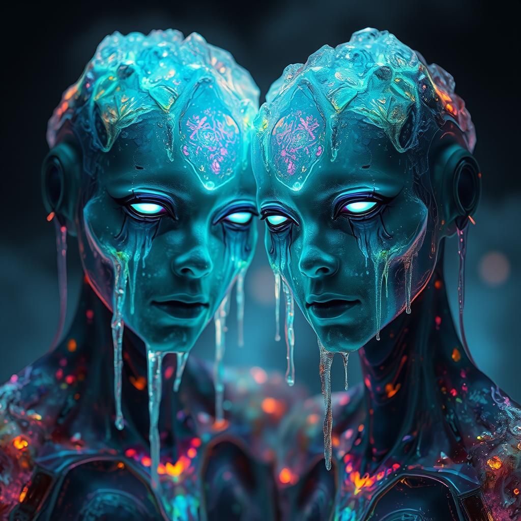 Bioluminescent Androids Crying Iridescent Tears