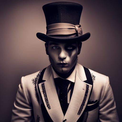 Voodoo Man with Face Paint and Top Hat