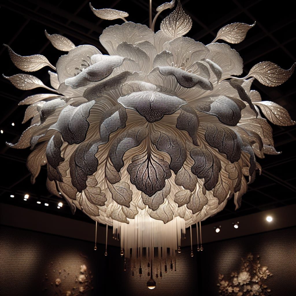 Intricate Wildflower Hanging Lamp with Sparkling Leaves