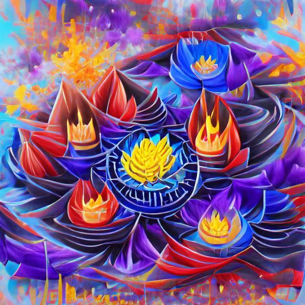 Fiery Lotus Mandala: A Symmetrical Design