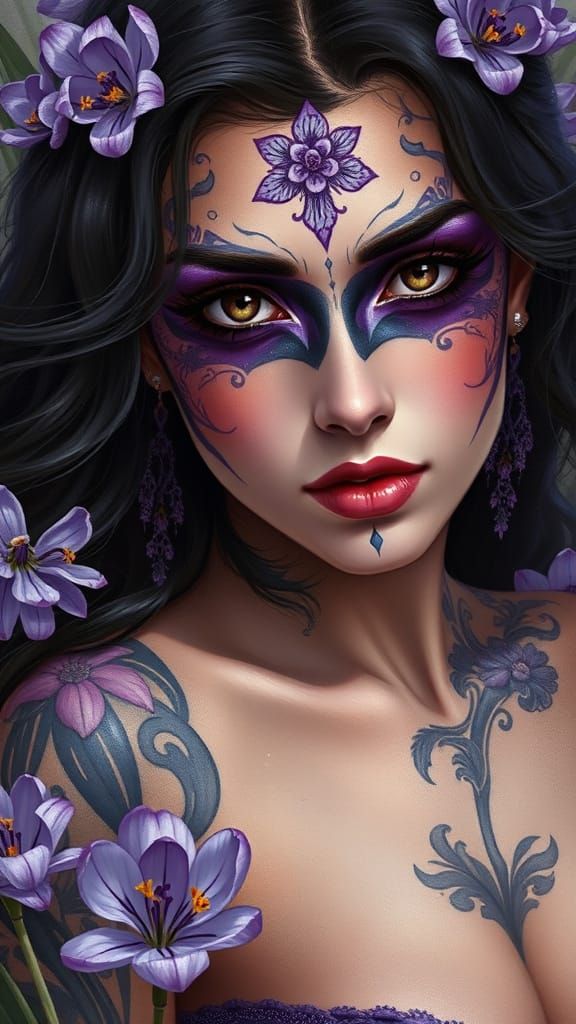 Romantic Dreamscapes: A Woman in Whispers of Lavender and Bl...