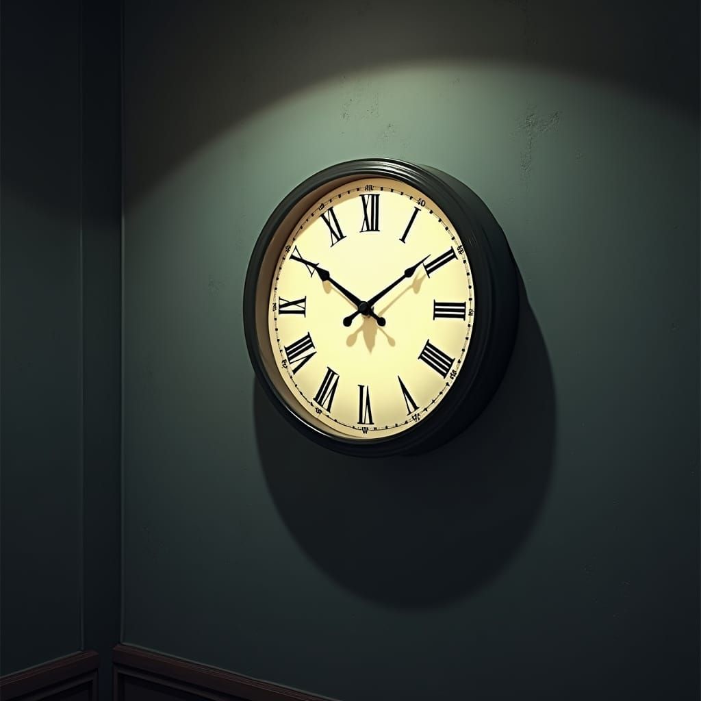 Classic Coffee Shop Clock at 2 AM in Moody Lighting