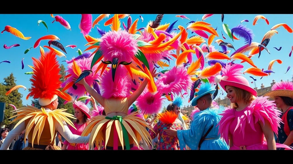Featherfall Festival: Vibrant Costumes and Colorful Feathers