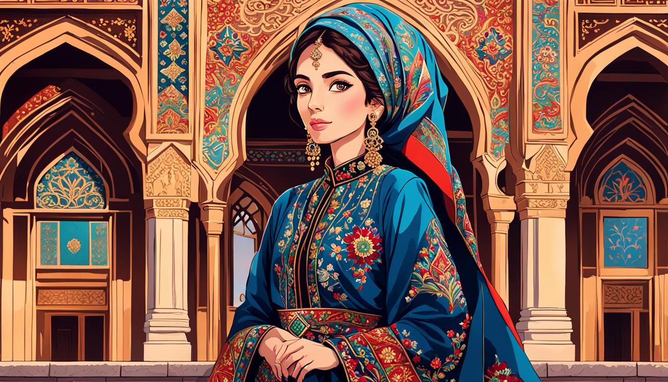 Azerbaijani Woman in Traditional Dress, Anime Style