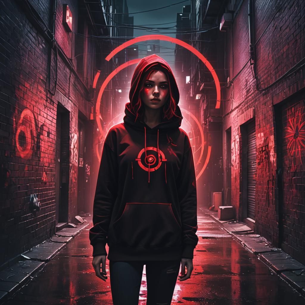 Girl with Target in Dark Alley: Digital Matte Painting