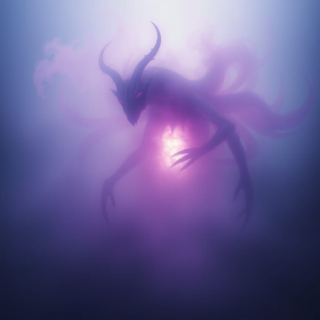 Ethereal Purple Creature in Dreamlike Dark Fantasy