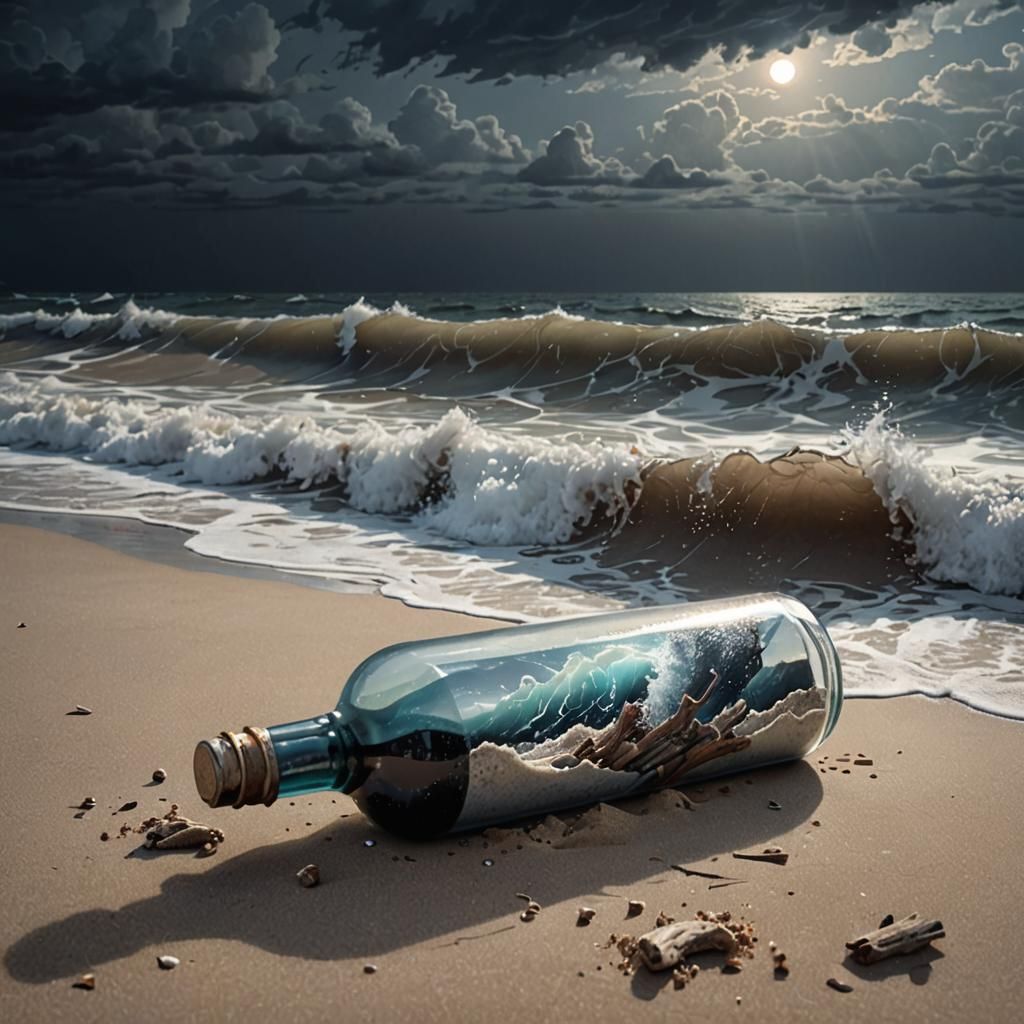 Stormy Seascape in a Bottle: Pixel Art