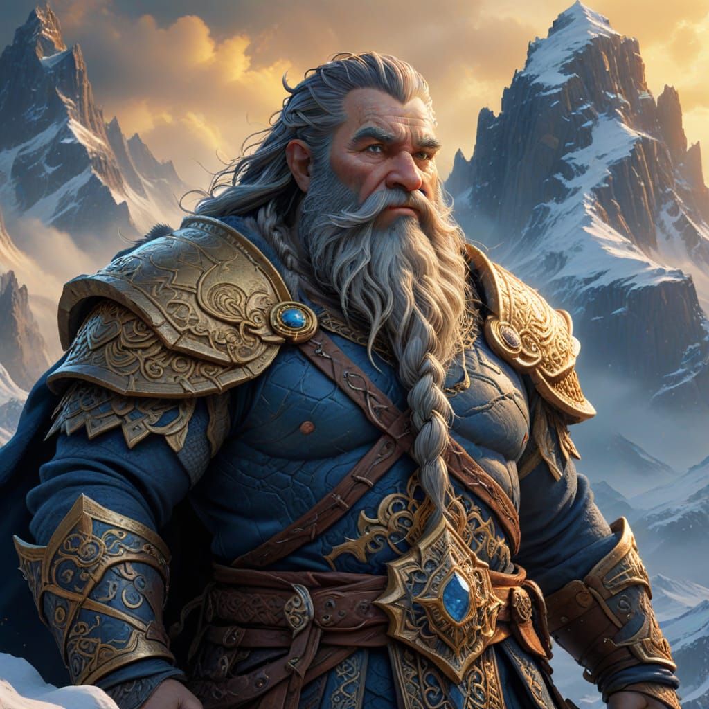 Dwarven King Overlooks Mountain Kingdom
