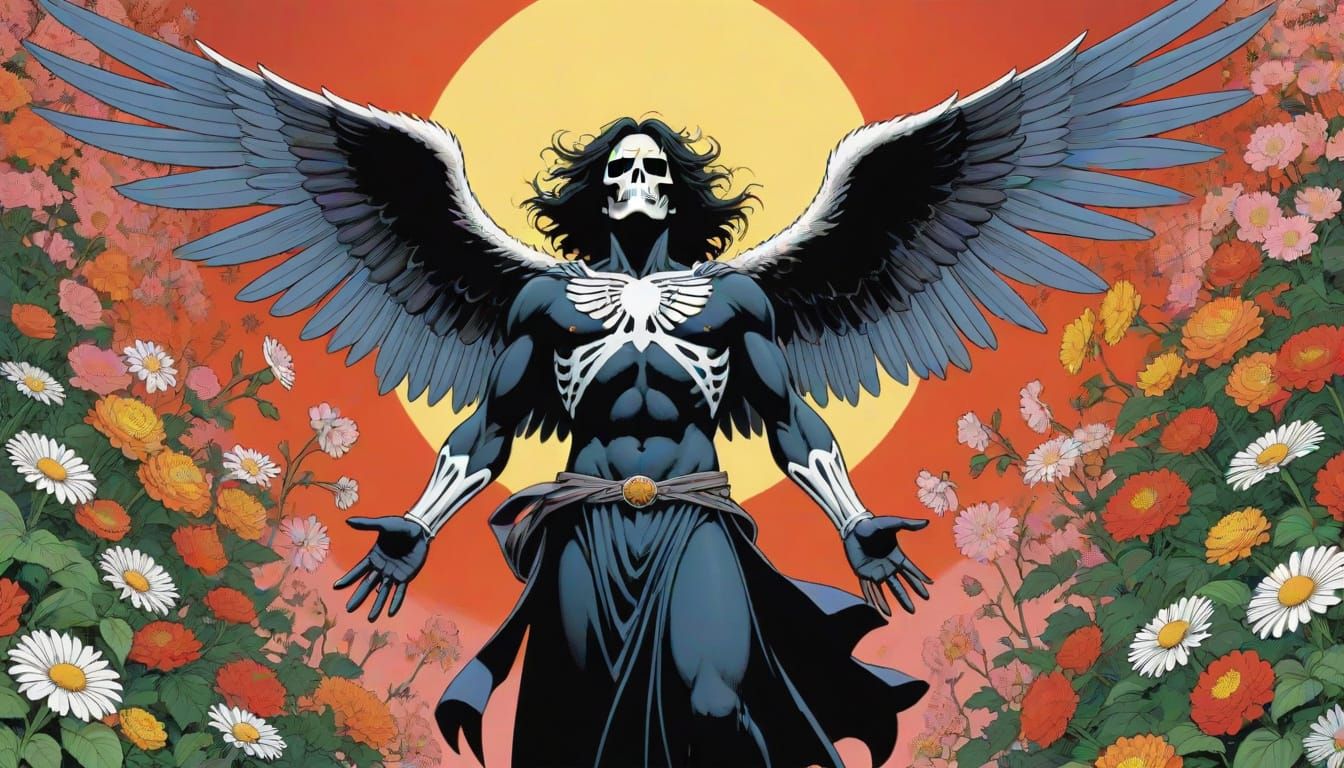 Death Angel in Whimsical Landscape