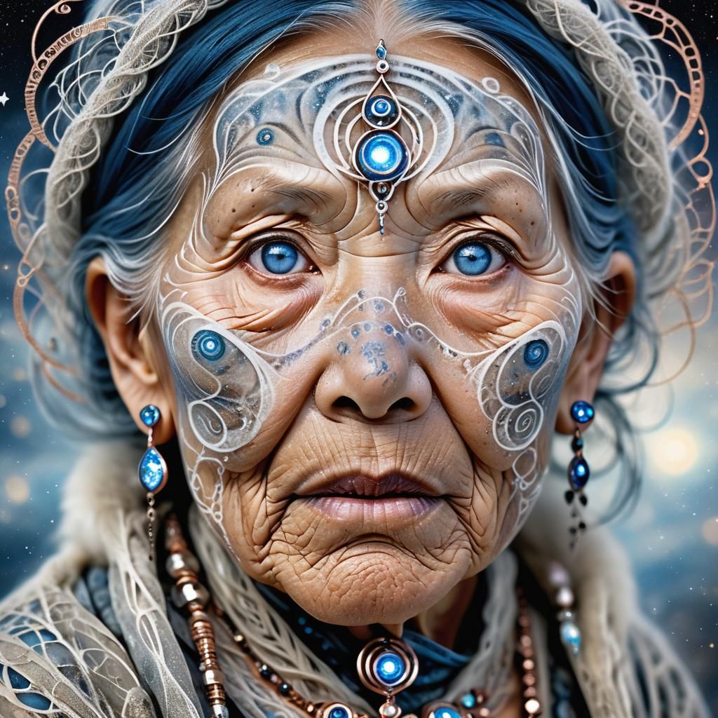 Divine Inuit Shaman with Stardust Eyes