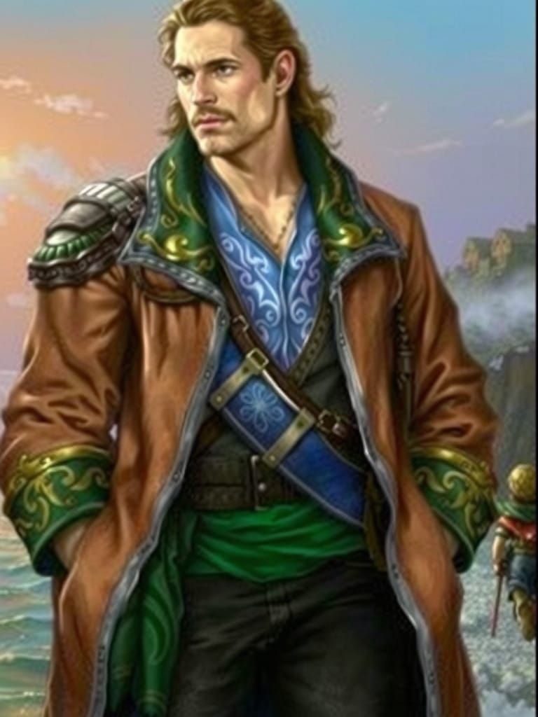 Gentle Giant Warrior in Art Nouveau-Inspired Attire