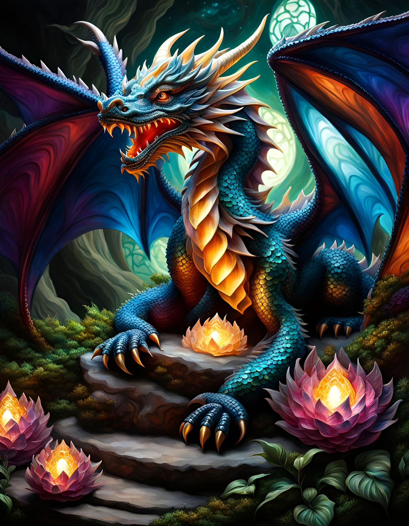 Intricate Crystal Dragon Shrine with Celtic Symbology