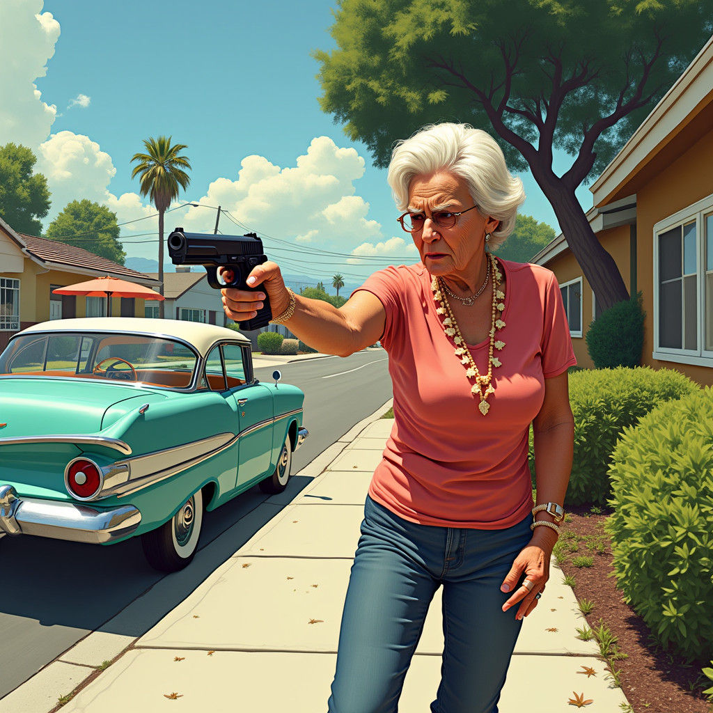 Angry Woman in Norman Rockwell GTA Style