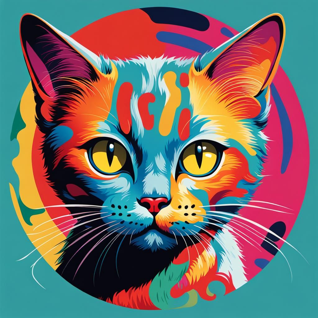 Cat as @ Symbol in Bauhaus Pop Art Style
