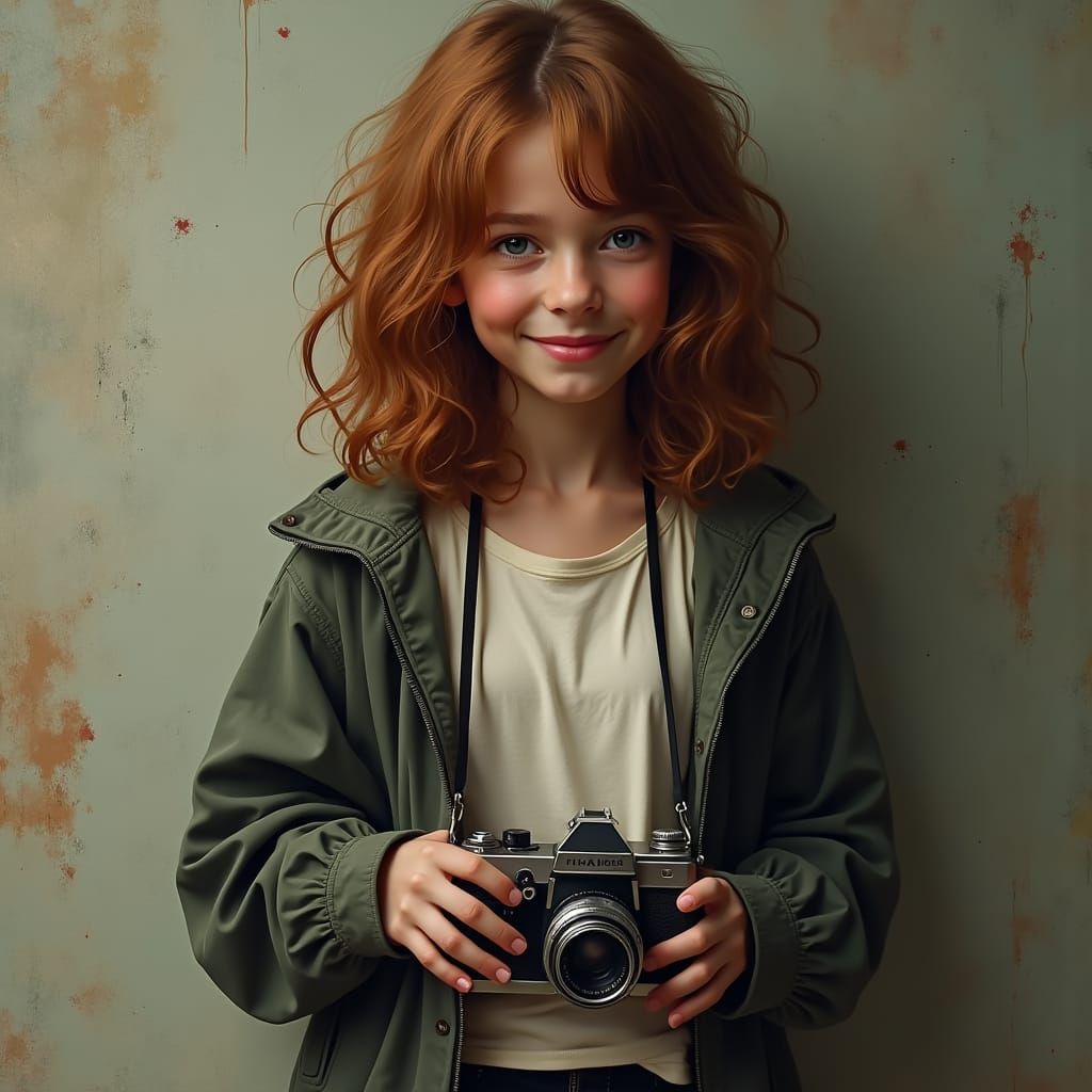 Teen Photographer in Detailed Matte Painting Style