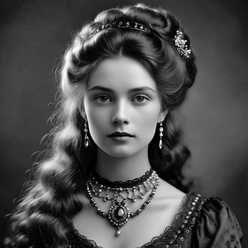 Victorian Lady in Elegant Black and White