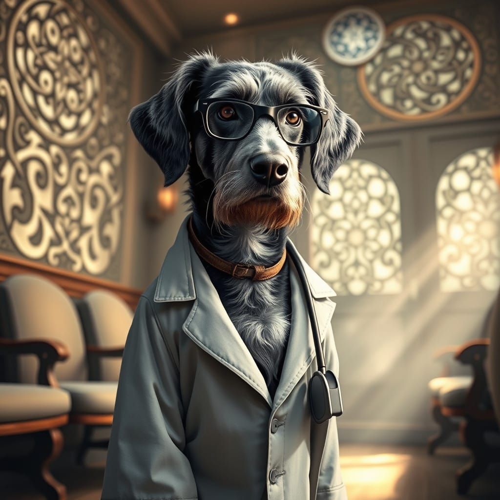 Miniature Canine Doctor in Waiting Room