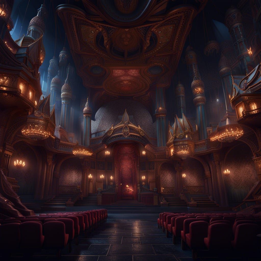 Fantastical Movie Theatre Concept Art