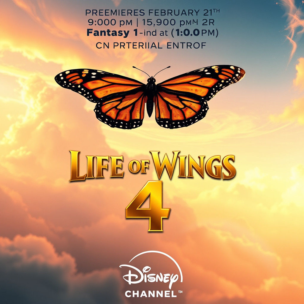 Monarch Butterfly Soaring in Dreamy Fantasy Landscape