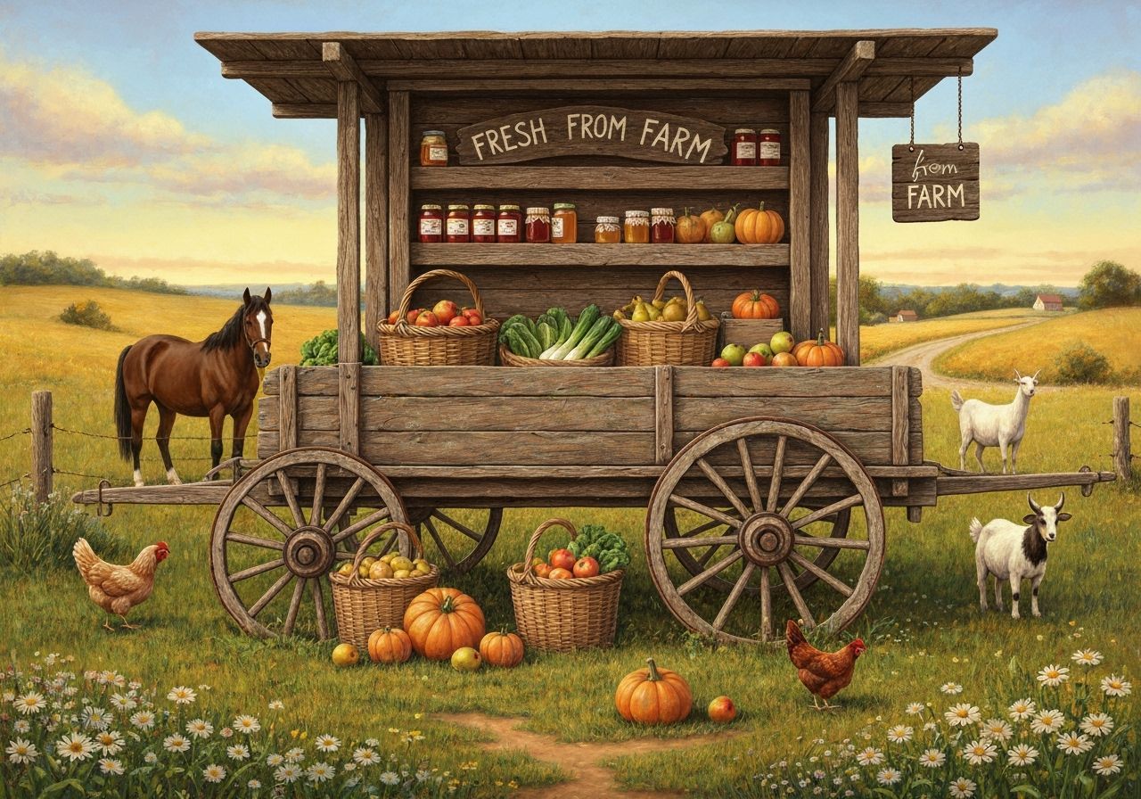 Rustic Farmstand Scene in Painterly Realism