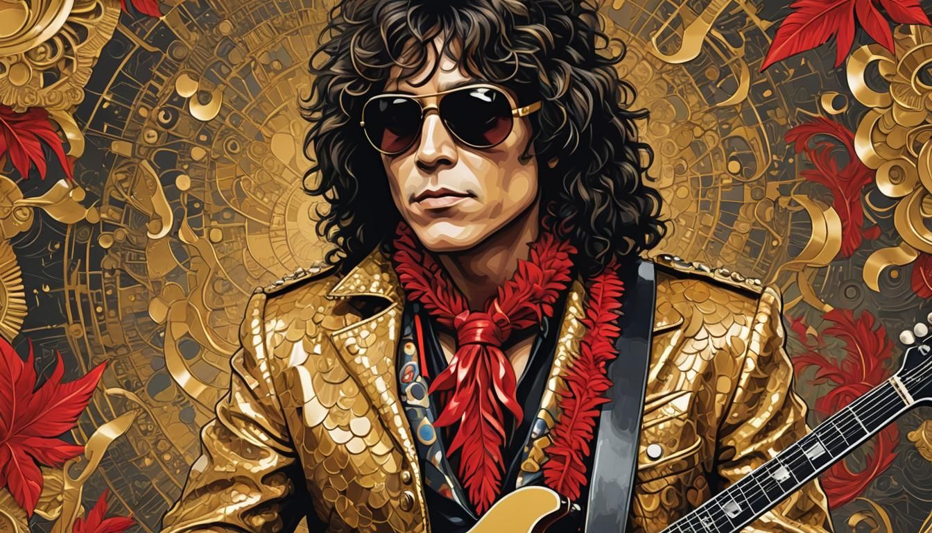 Marc Bolan Portrait in Comic Book Art Style