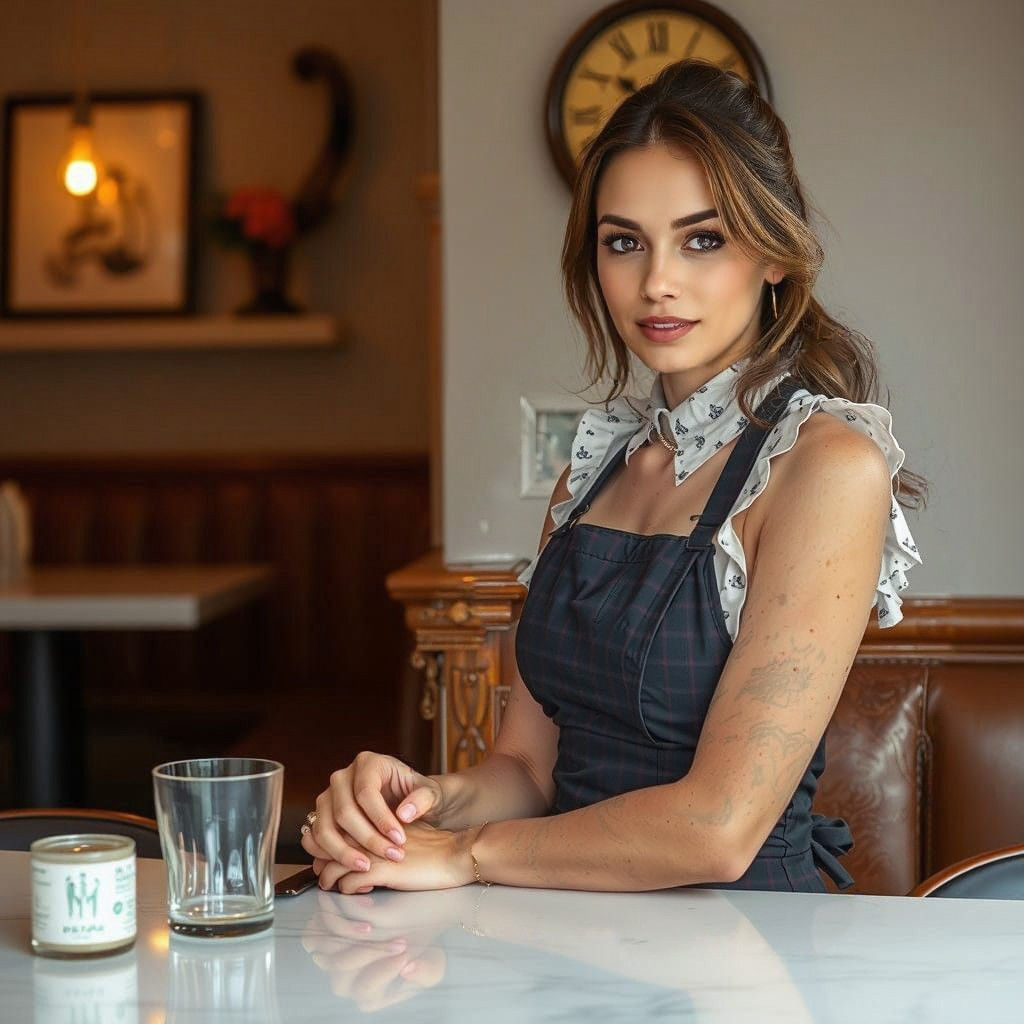 Alluring Waitress Served in Moody Low-Key Lighting
