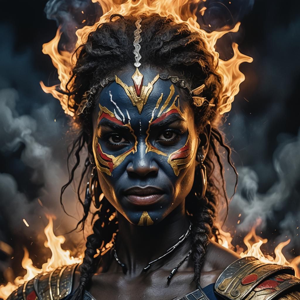 West Papuan Superhero Caricature in Glass Art Style