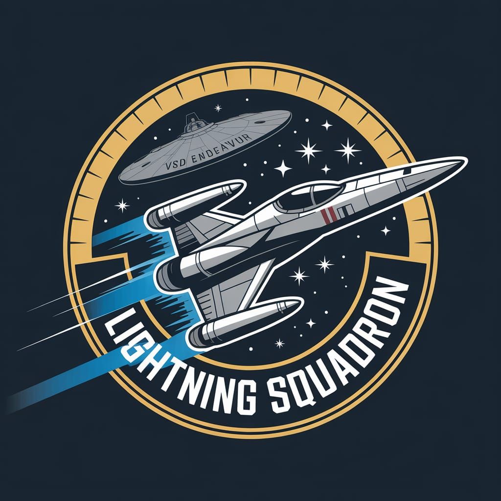 A squadron patch for a Starfighter squadron with a star wars...