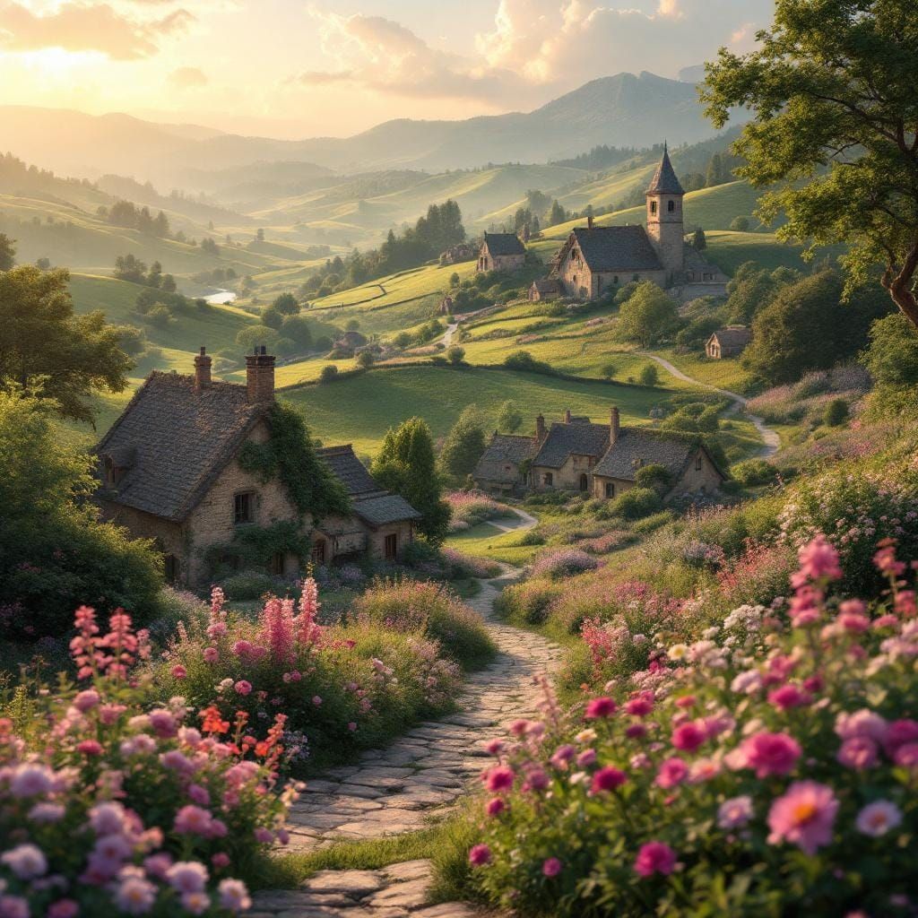 European Landscape with Wildflowers in Unreal Engine 5