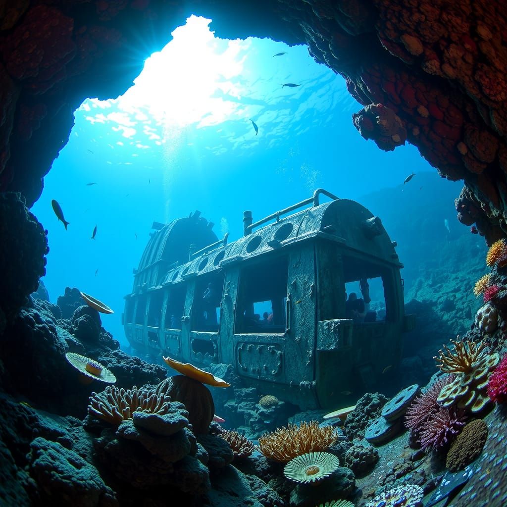 Coral Reef Envelops Sunken Shipwreck