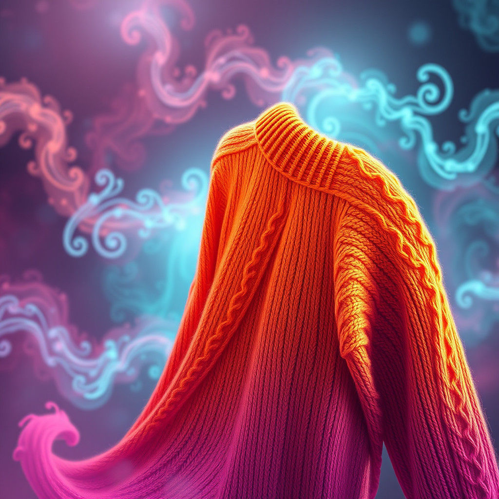Knitted Ombre Sweater in Dreamlike Digital Art