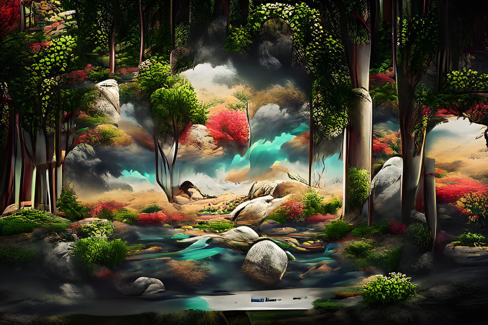 Sublime Nature Landscape Illustration in Utagawa Style