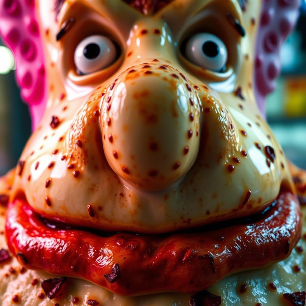 Eerie Surrealistic Portrait of a Pizza as a Human Face