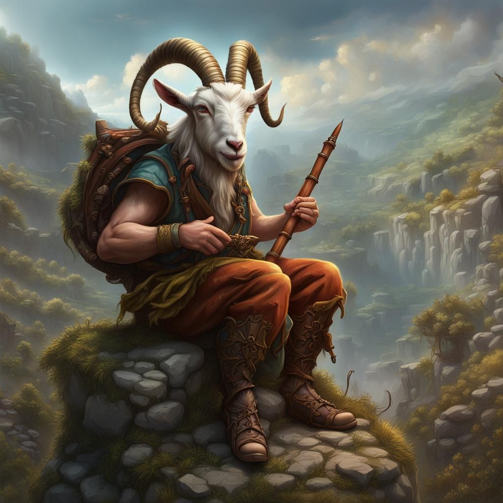 Pan Playing Panpipes: A Detailed Matte Painting