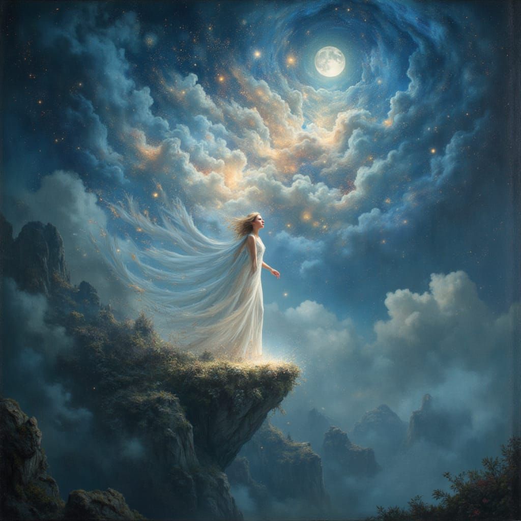 Ethereal Elven Goddess in Cosmic Nebula