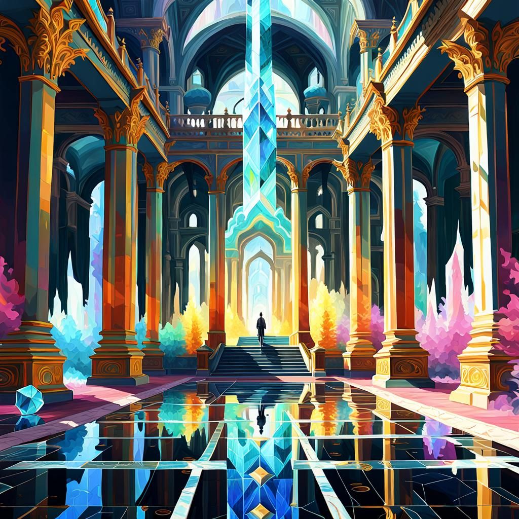 Crystal Palace Path in Expressionist Concept Art