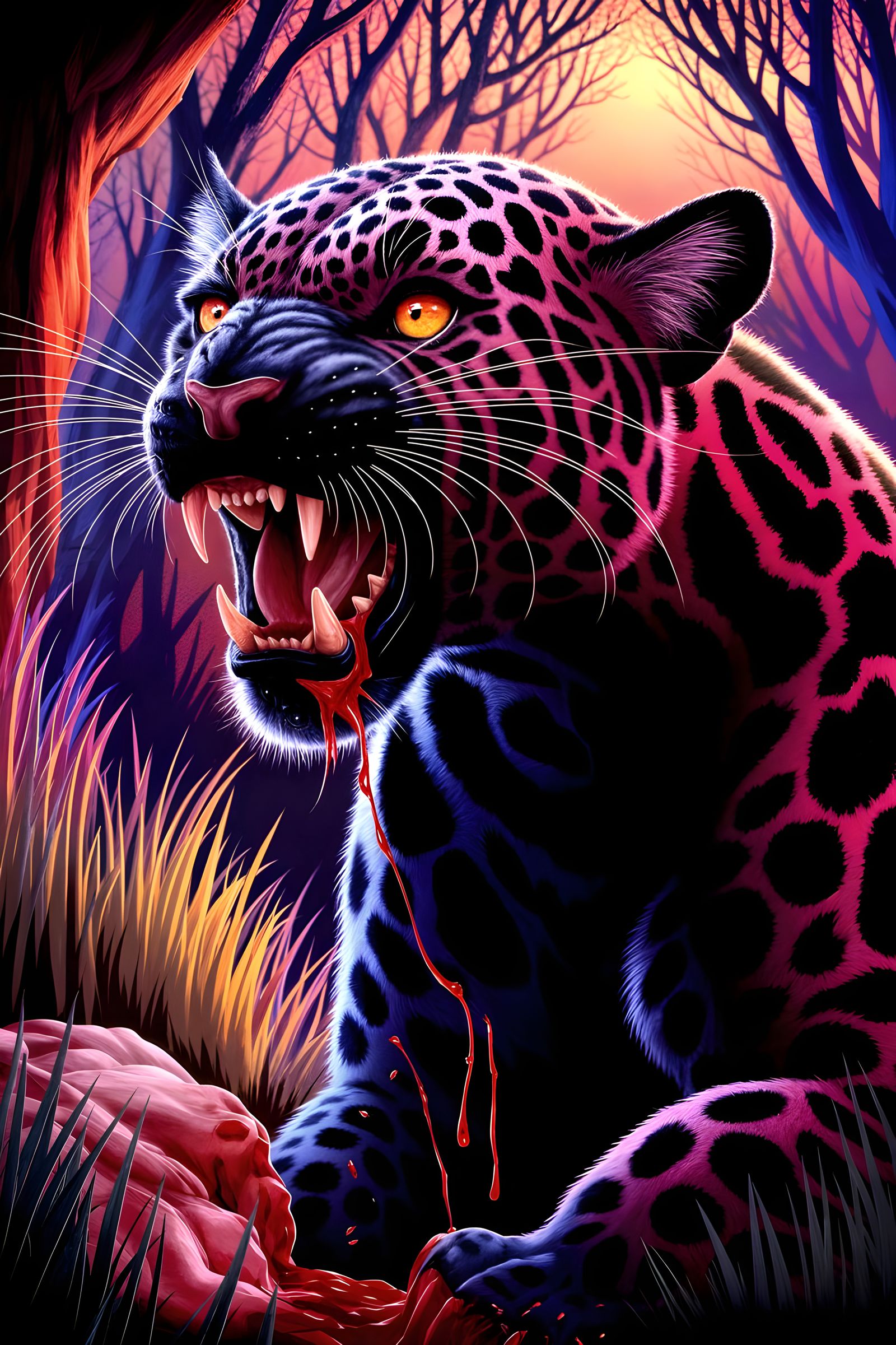 Vicious Black Leopard in Dramatic Forest Confrontation