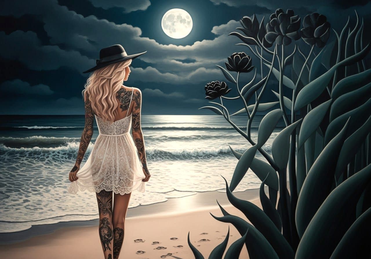 5 Images (3): Women on the beach.