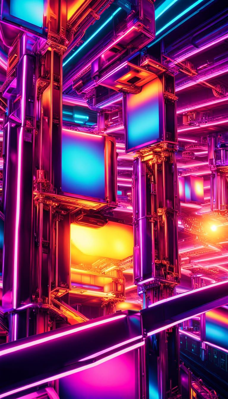 Infinite Mirrored City in Surrealist Digital Art