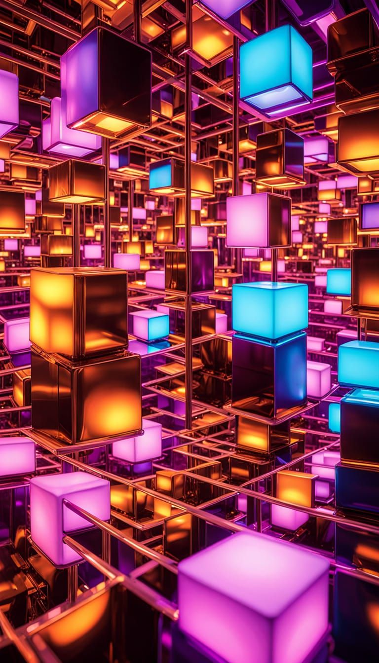 Surreal Infinite City of Mirrors in Neon Art Style