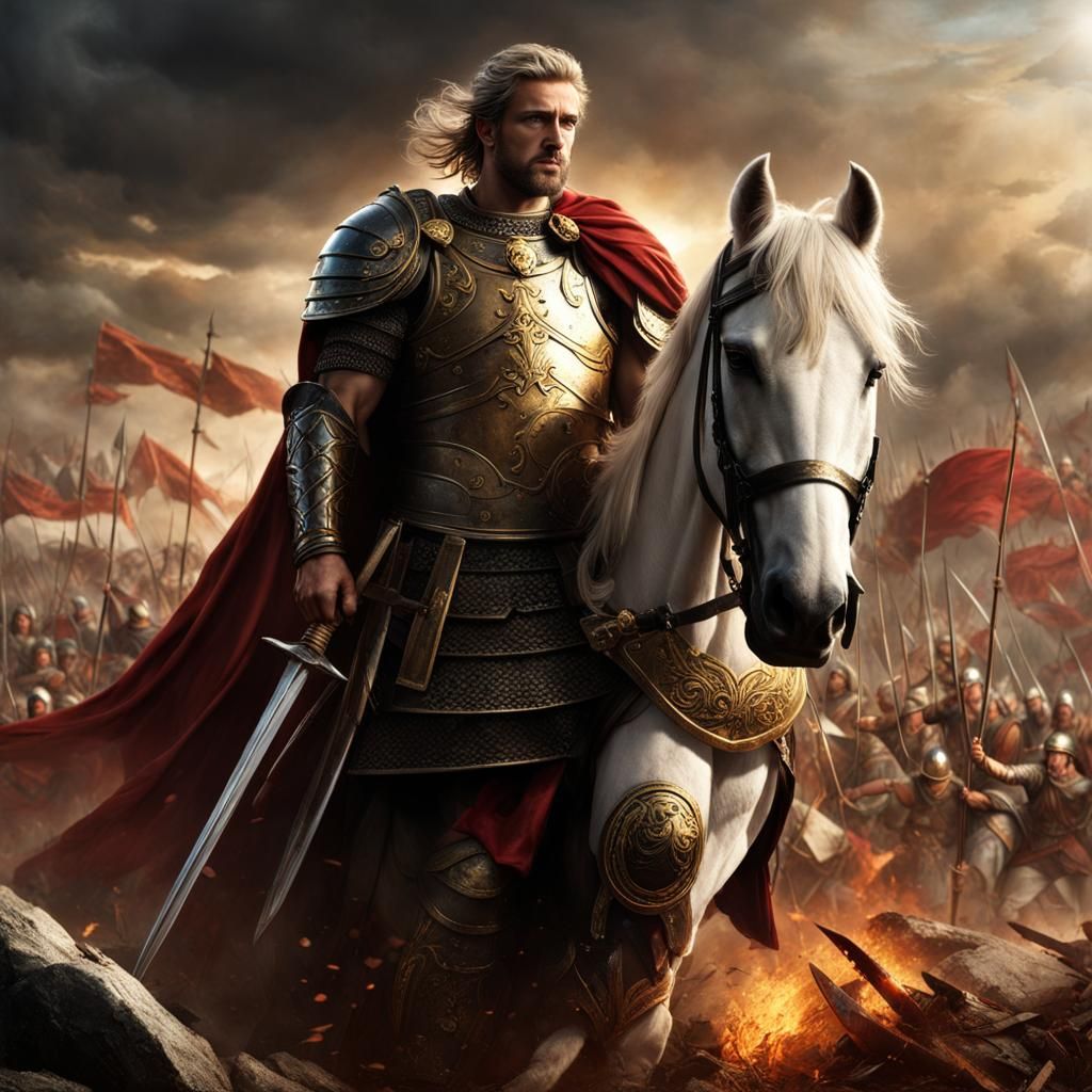 Victorious Roman Warrior on Battlefield: Digital Art