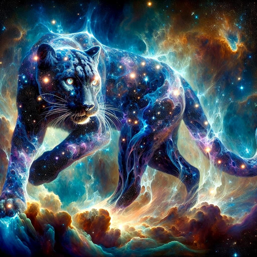 Celestial Panther Embarks on Nebular Odyssey
