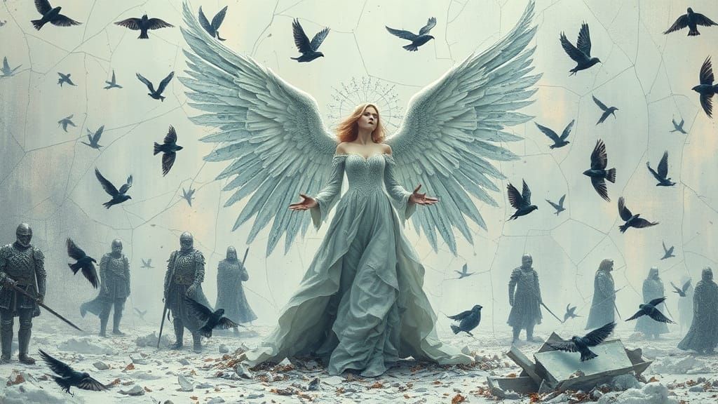 Frozen Angel of Winter Kingdom in a Kaleidoscope of Shattere...